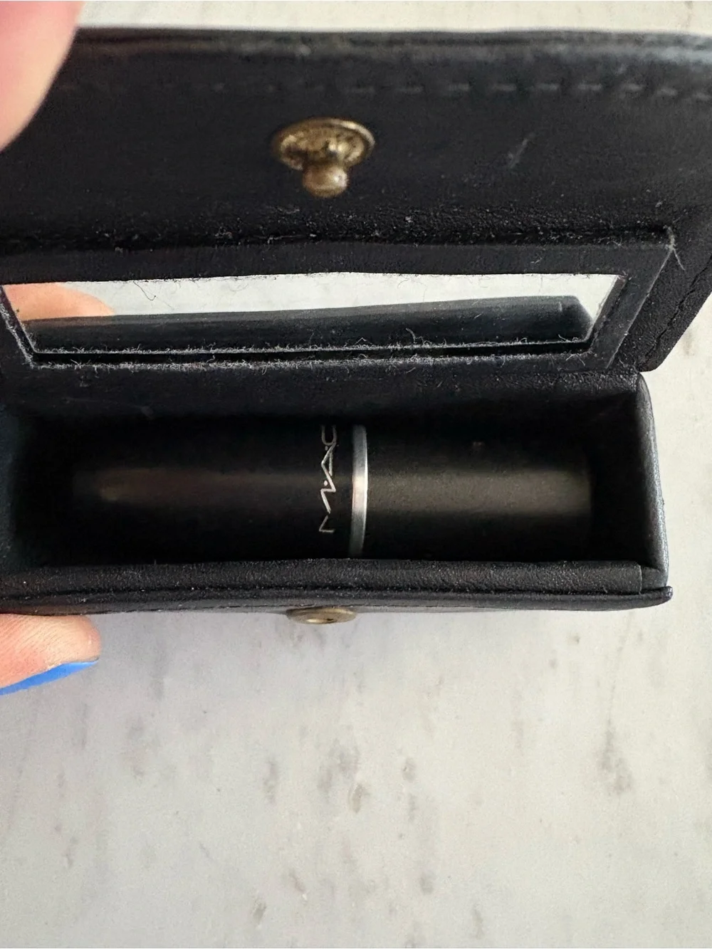 Coach Lipstick Holder / Mini Case – Black Leather Snap Closure - Picture 2 of 5